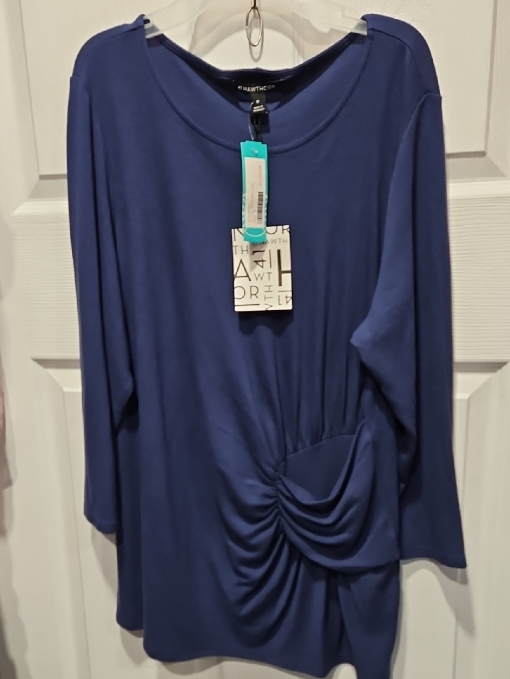 41 Hawthorn Blue Side-Ruched 3/4 Sleeve Top